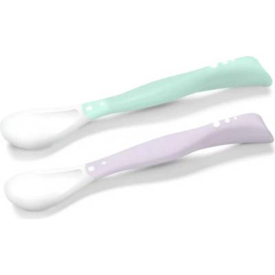 BabyOno Plastová lyžička s možnosťou tvarovania 2 ks Ružová + mint