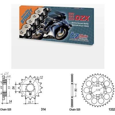 ČZ Řetězová sada Honda XRV 750 Africa Twin 93-03