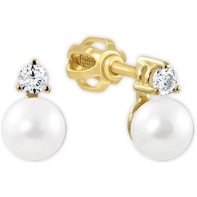 Soliter Romantické zlaté náušnice s pravou perlou 745 235 001 00101 0000000