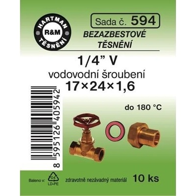 HARTMAN těsnění bezasbestové 1/4" 17*24mm, sada č. 594