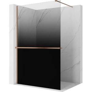 Mexen Kioto+ душна преграда със стелаж Walk-in 120 x 200 см, омбре черна 8 мм, (800-120-121-65-76)