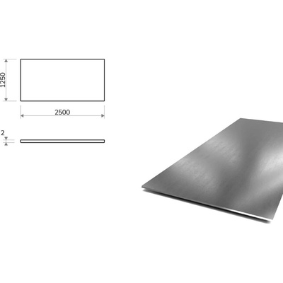 Nerezový plech (1.4301/7 - 2B) 1,25x2,5 m, tloušťka 2 mm