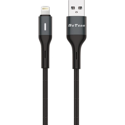 DeTech Кабел за данни DeTech DE-C38i, Lightning, 1.0m, Черен - 40198 (40198)