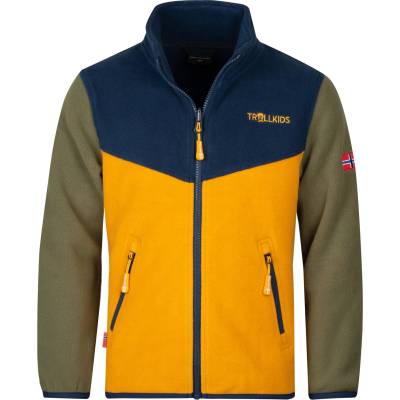 TROLLKIDS Детско поларено яке Trollkids Kids Oppdal Jacket XT Fleece jacket - Moss / Golden Yellow / Mystic Blue - размер 140 (EU) (703-2397-1517)