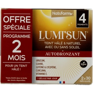 Nat&Form Lumi Sun Формула за равномерен тен, 2 х 30 капсули, Nat&Form (026789 (SOL_AUTO))
