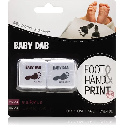 Baby Dab Foot & Hand Print Purple & Grey боя за детски печати 2 бр