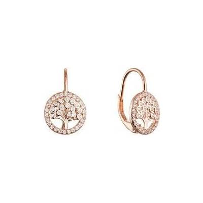 EVOLUTION GROUP CZ Pozlacené stříbrné náušnice strom života - 11713.1 rose gold