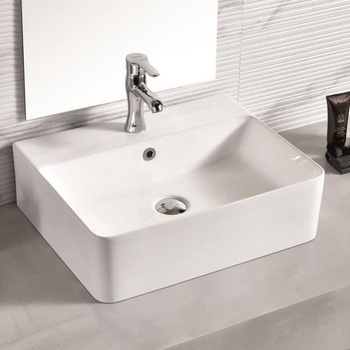 Inter Ceramic Мивка за баня ICB 889W, монтаж върху плот, порцелан, бял, 52x42x16см (889W)