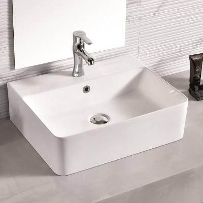 Inter Ceramic Мивка за баня ICB 889W, монтаж върху плот, порцелан, бял, 52x42x16см (889W)
