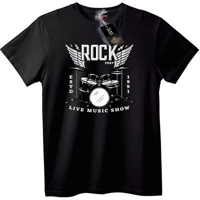 NOONEBRAND Тениска Рок Фест Живи Музика - 2XL, Black