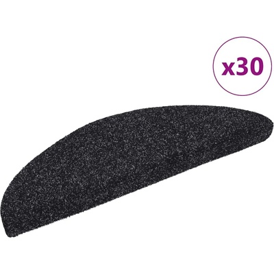 vidaXL Изтривалки за стълби, самозалепващи се, 30 бр. , 56x17x3 см, черни, полукръгли (3365681)