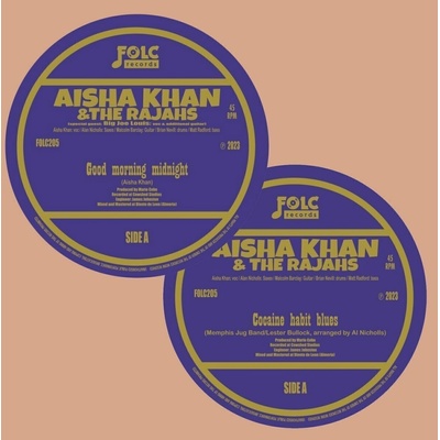 Aisha Khan & The Rajahs - Good Morning Midnight/Cocaine Habit Blues (7" SP)
