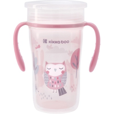 KikkaBoo 360° tréninkový hrnek 300ml Sova růžová