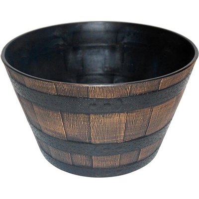 STREND PRO Kvetináč Woodeff, 39x28 cm, zlatý, efekt dreva