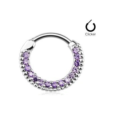 Šperky4U ocelový piercing do nosu septum, fialové kamínky NS0031-TZ