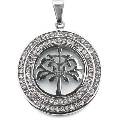 BM Jewellery Přívěsek strom života z chirurgické oceli se zirkony S770120
