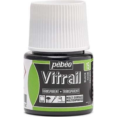 Pébéo Nevypaľovacia farba na sklo Vitrail 45 ml 15 Black