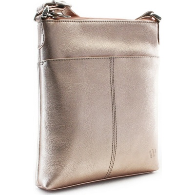 Ružovozlatá dámska kožená zipsová crossbody kabelka Jenny