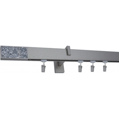 Kovovégarnýže Garnýže Square line modern crystal light broušený nerez Jednořadá, 151-200cm, jezdec s háčkem