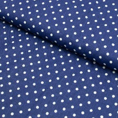 Bavlna vzorovaná - Bílé tečky (3 mm) na modrém
