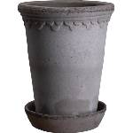 Bergs Potter Саксия Københavner висока с поставка 10 см сива (KG10RPS)