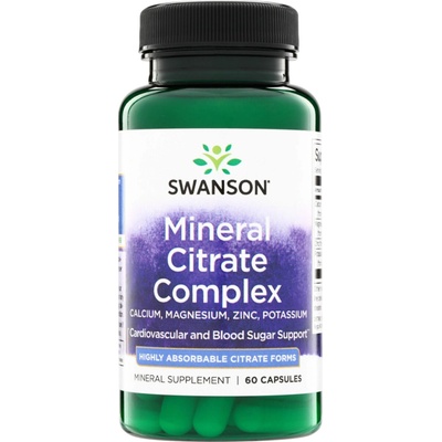 Swanson Mineral Citrate Complex Vápník, hořčík, zinek, draslík 60 kapslí