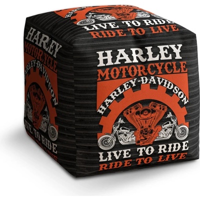 Sablio Taburet Cube Harley-Davidson Live to ride, ride to live: 40x40x40 cm