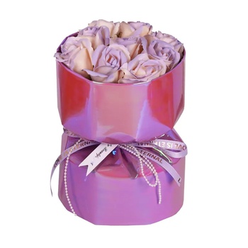 Луксозен букет от вечни цветя с декорация в подаръчна кутия (К86400-2)