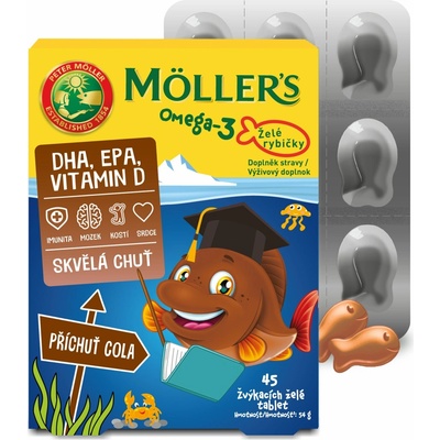 Möller’s Omega 3 Želé rybičky Cola 45 želé tablet