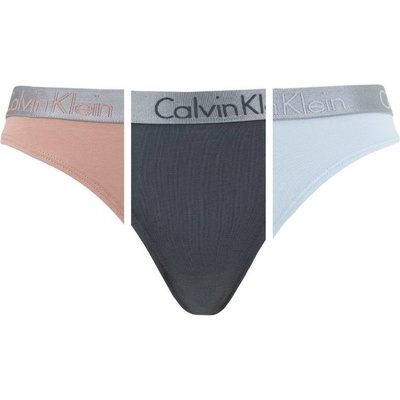 Calvin Klein 3pack Tanga tělová černá a modrá