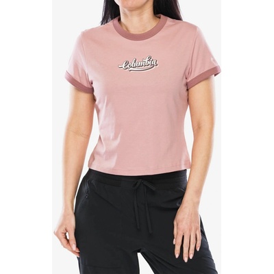 Columbia Rolling Bend Graphic Ringer Tee Eraser Pink Elevated Script