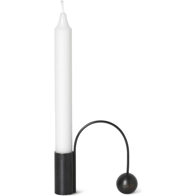 Svícen na kónickou svíčku BALANCE 11 cm, čierna, mosadz, ferm LIVING