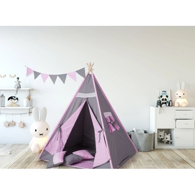 Jasmine Teepee pro děti šedá / růžová