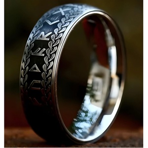 HARAHU Пръстен OL-32045 - Черен / Сребърен / 57mm KP32045