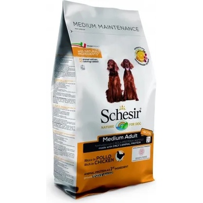 Schesir Medium Adult - Пълноценна суха храна за израснали кучета от средни породи с пилешко месо, 12 кг