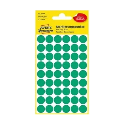 Etikety kruhové 12mm Avery zelené AV003143