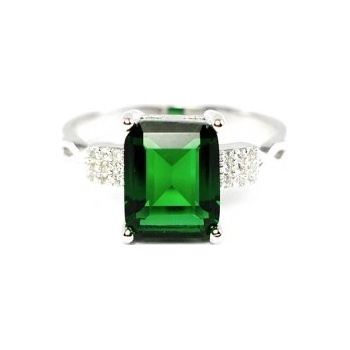 Meucci SS106R/02 strieborný prsteň so zeleným kameňom