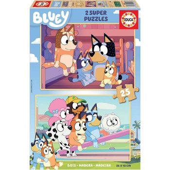 Educa Детски дървен пъзел Educa - Bluey, 2 х 25 части (EDU19407)