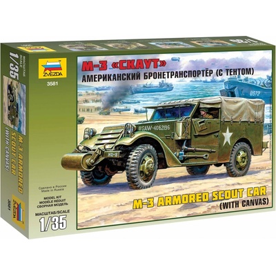 Zvezda Model Kit M3 Half track s plátěnou střechou sovětská armáda 3581 1:35