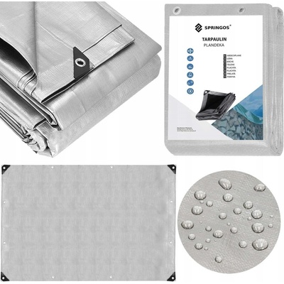 Springros krycí plachta s oky 4 x 6 m extra silná 270g PE stříbrná PROTECT GA2155-XG