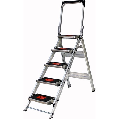 Little Giant Ladder Алуминиева степ стълба с широки гумирани 5 стъпала Safety Step (10510BAEN)