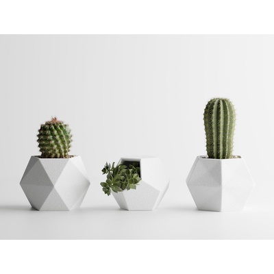 Комплект 3 броя кашпи Atina бял мат