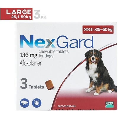 Merial NexGard Нексгард защита от бълхи и кърлежи за кучета от 25 до 50кг. 1 таблетка