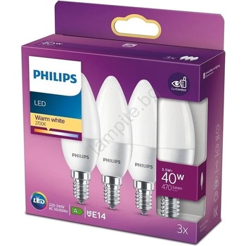 Image 1 of Philips К-кт 3бр. LED крушки Philips B35 E14/5, 5W/230V 2700K (P5399)