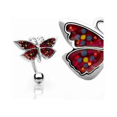 Šperky eshop piercing do pupíku motýl s kytičkami W47.26