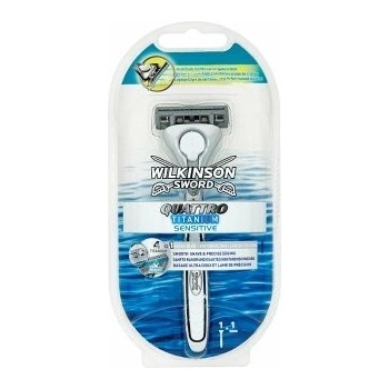 Wilkinson Sword Quattro Titanium Sensitive + 1 ks hlavice