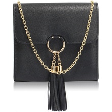 L&S kabelka s černou klapkou se střapcem LS-AGC00348 black