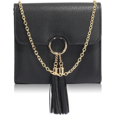 L&S kabelka s černou klapkou se střapcem LS-AGC00348 black