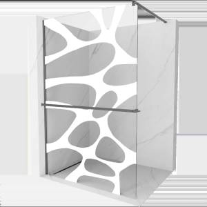 Mexen Kioto+ параван за душ с рафт Walk-in 110 x 200 см, бяла вълна, пистолетен метал - 800-110-121-95-97 (800-110-121-95-97)