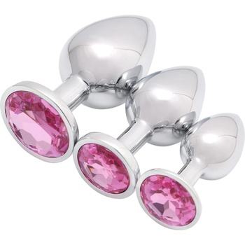 SuperLove Jewel Butt Plugs Training Kit Silver-Pink